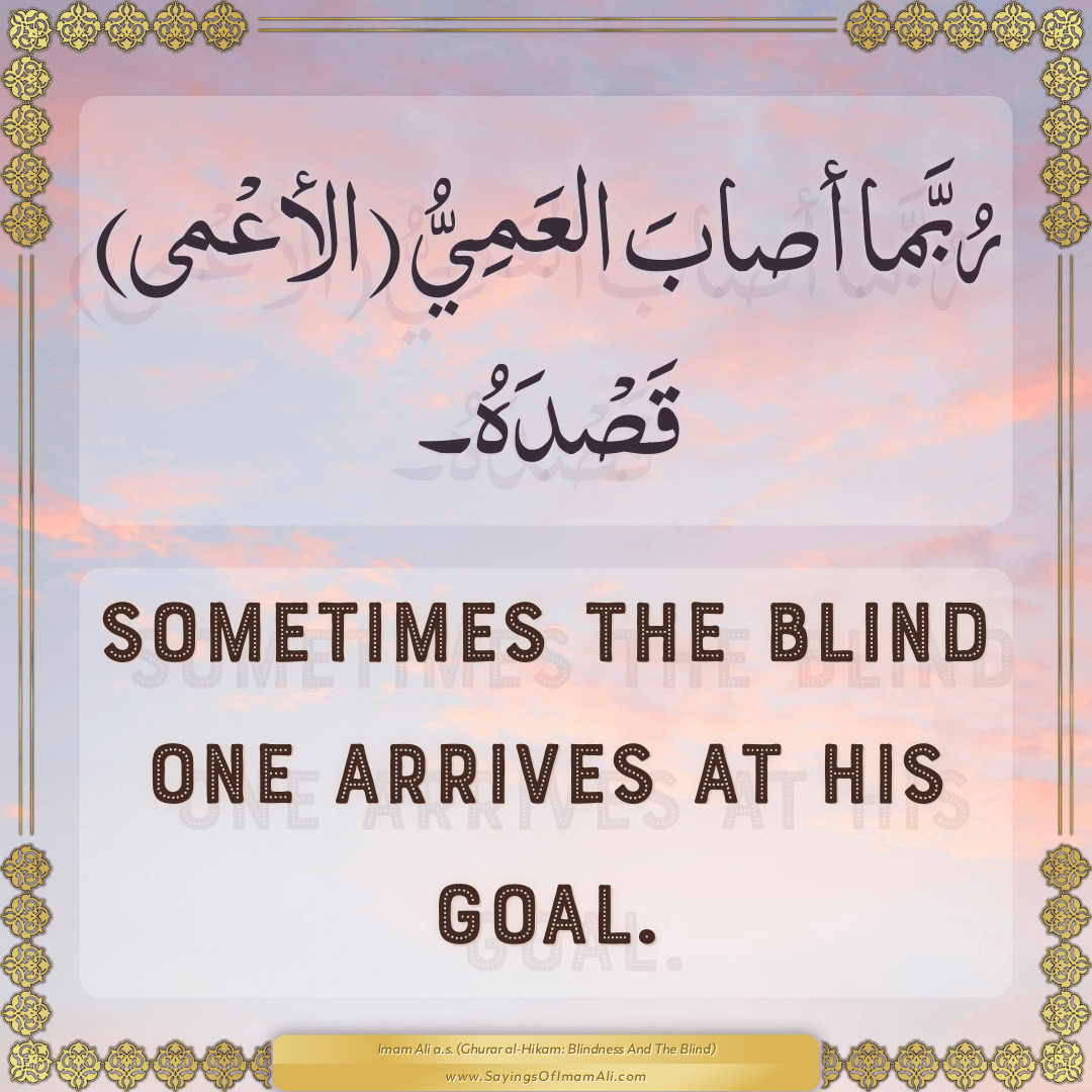 Sometimes the blind one arrives at his goal.